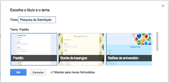 Crie e dê nome à sua pesquisa